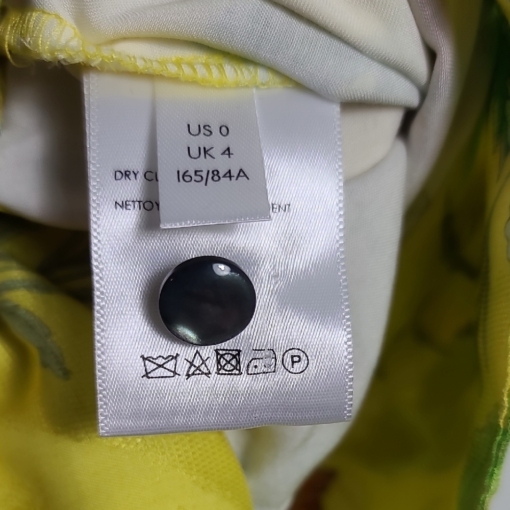 ANTHROPOLOGIE Marika Blouse Floral Yellow Wrap Top In Green Motif Size US 0 - Picture 5 of 16